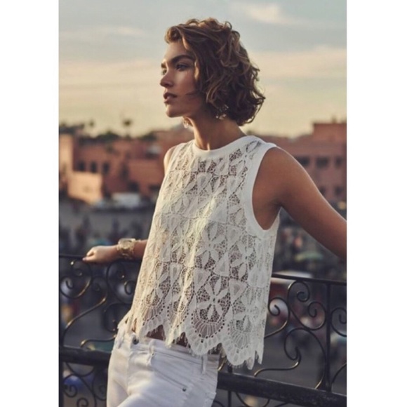 Anthropologie Tops - Anthropologie Deletta Scalloped Lace Tank Size S